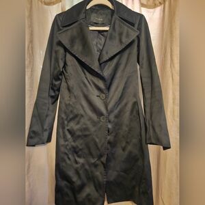 Tahari Black Silk Trench Coat
